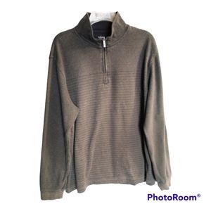 Van Heusen Men's Pullover 1/4 Zip Long Sleeve Brown Black Stripe Sweater Size XL